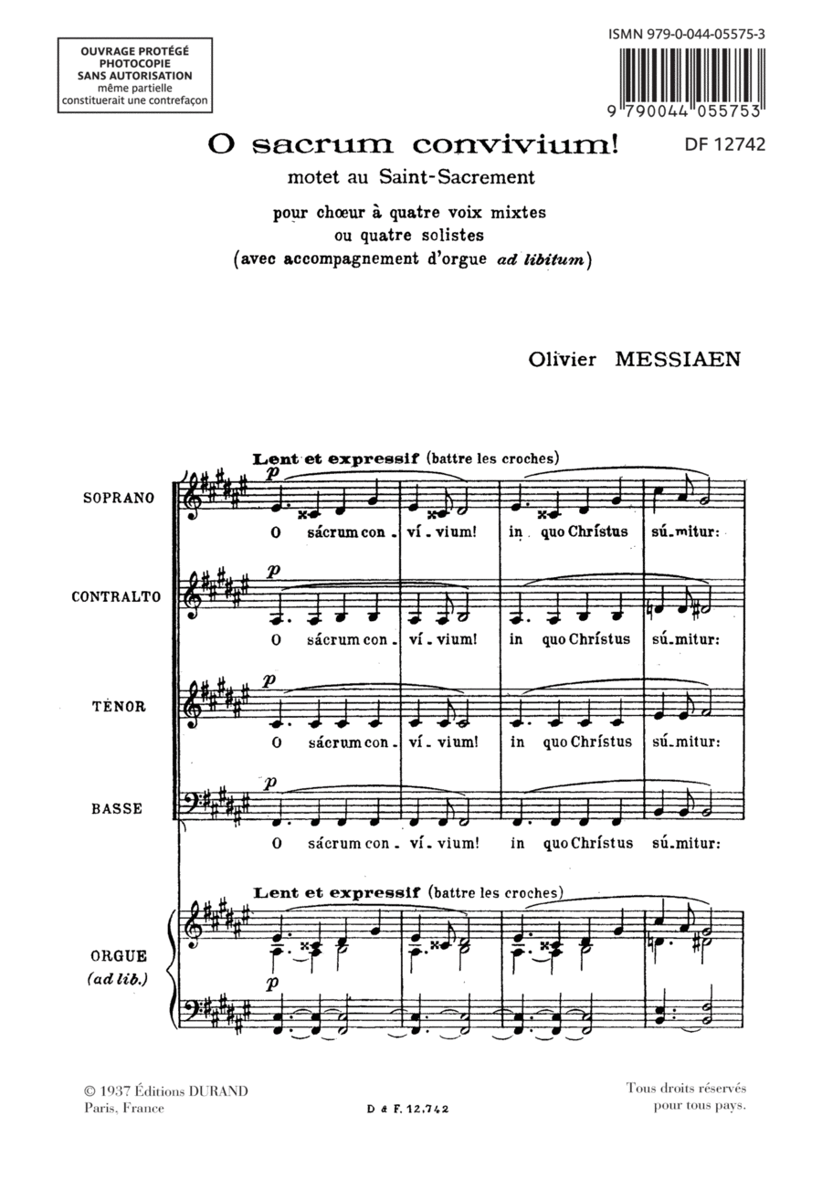 O Sacrum Convivium! 4-Part scores gallery preview page 1