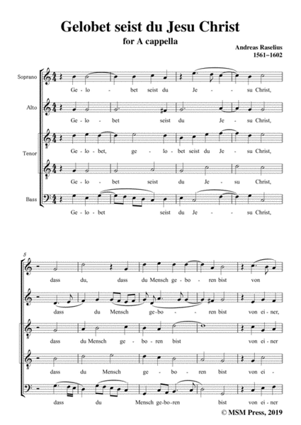 Raselius-Gelobet seist du Jesu Christ,in C Major,for A cappella image number null