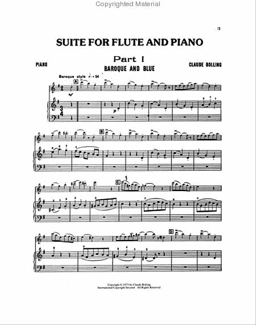 Claude Bolling – Suite for Flute and Jazz Piano Trio Flute scores gallery preview page 2