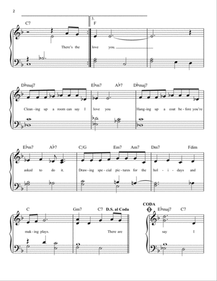 There Are Many Ways (To Say I Love You) Easy Piano scores gallery preview page 2