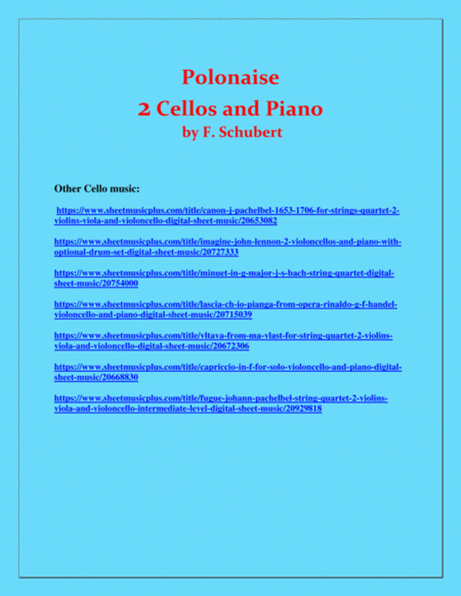 Polonaise - F. Schubert - For 2 Cellos and Piano - Intermediate image number null