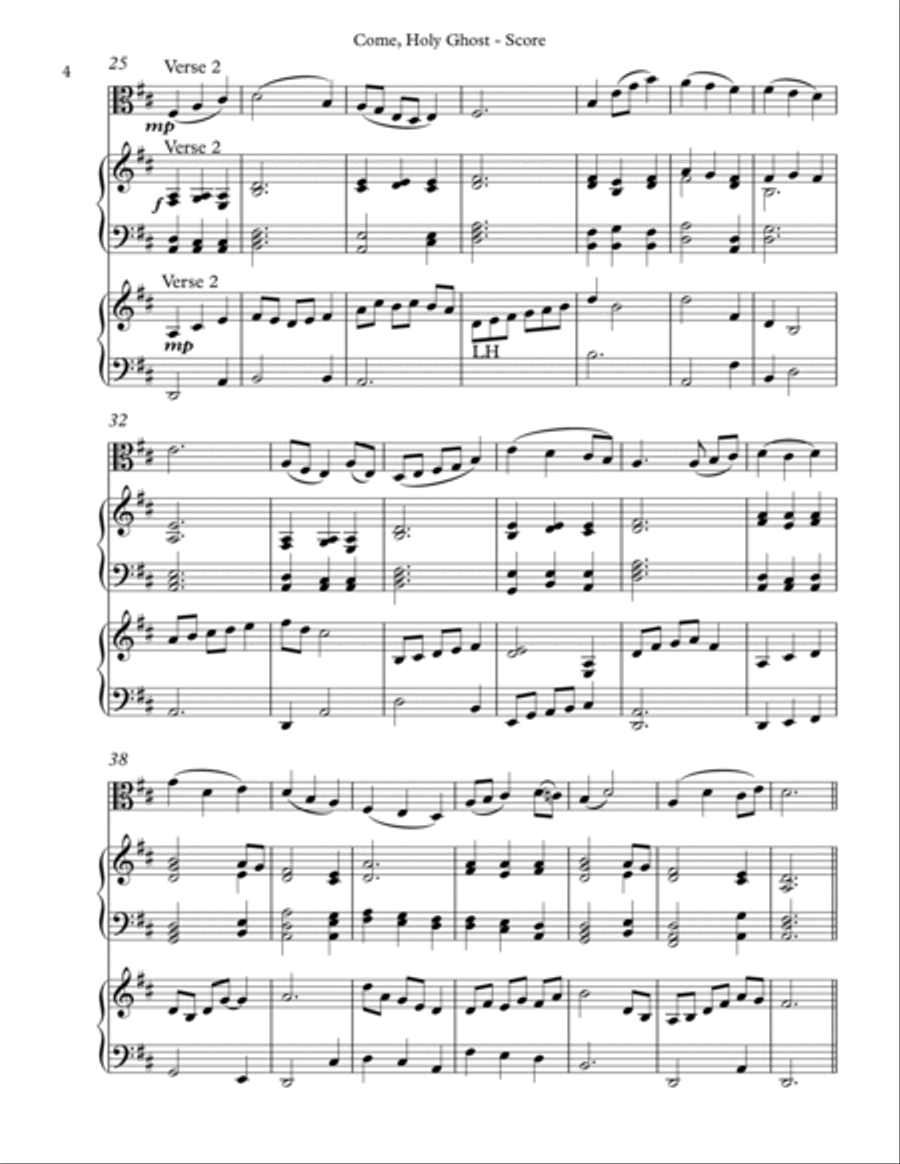 Come, Holy Ghost, Trio for Viola, Harp, Piano Pedal Harp scores gallery preview page 4