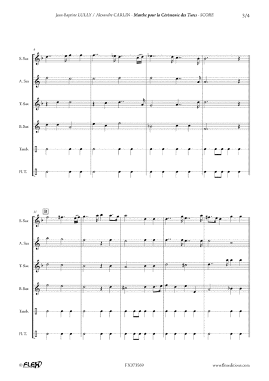 Marche pour la Ceremonie des Turcs Tenor Saxophone scores gallery preview page 3