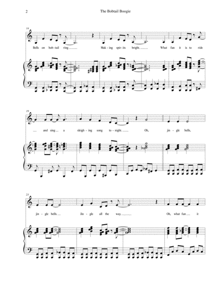 The Bobtail Boogie (a lively boogie version of Jingle Bells) - for unison choir with piano image number null