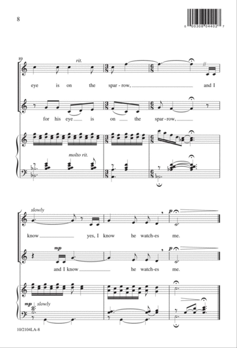 His Eye is on the Sparrow 2-Part scores gallery preview page 8
