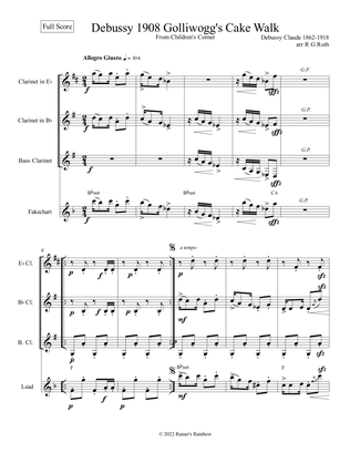 Debussy Golliwogs Cakewalk For Eb Clarinet, Clarinet and Bass Clarinet