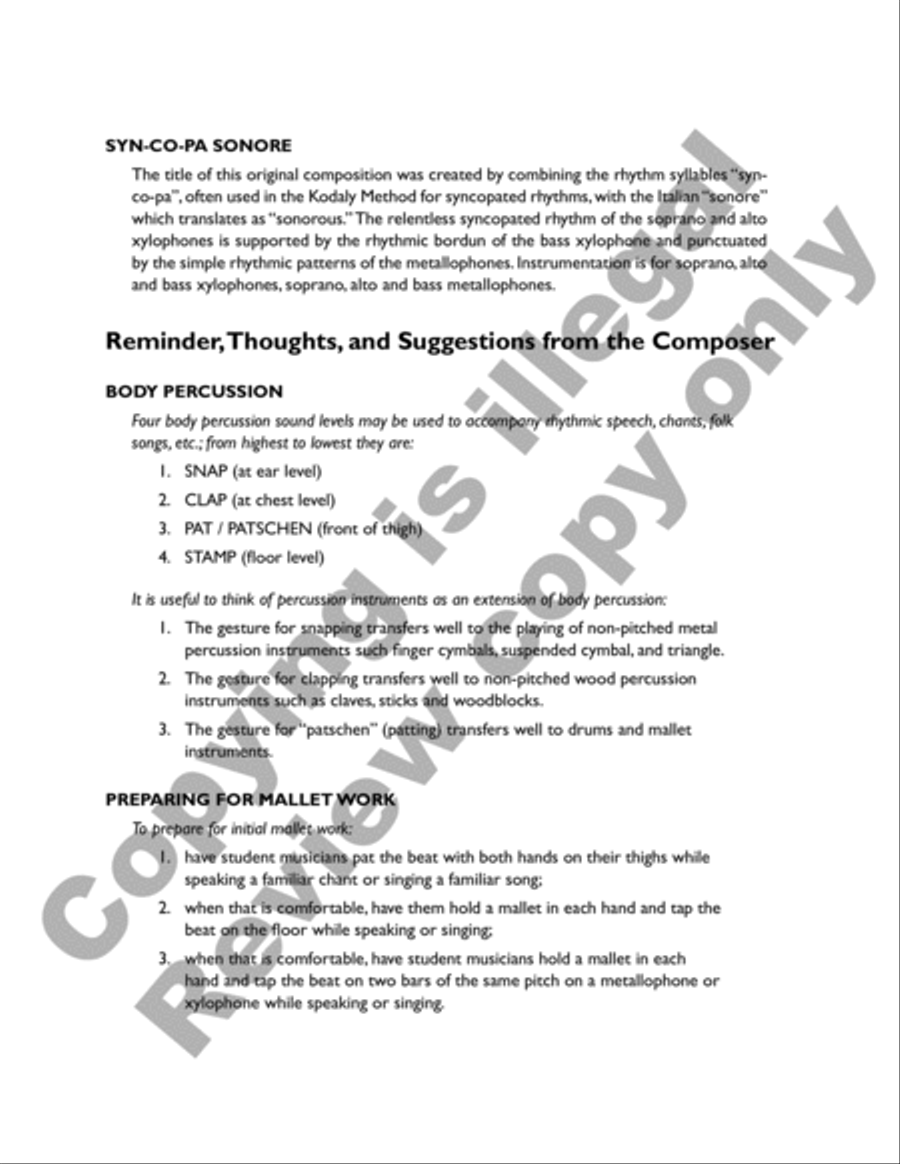 Six Original Compositions for Orff Ensemble Sacred scores gallery preview page 4