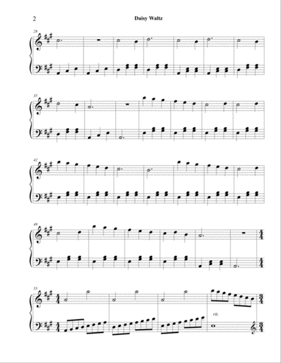 Daisy Waltz Piano Solo scores gallery preview page 2