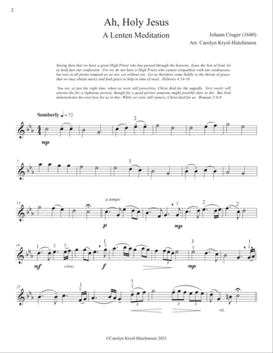 Variations on Lenten Hymns for Solo Violin