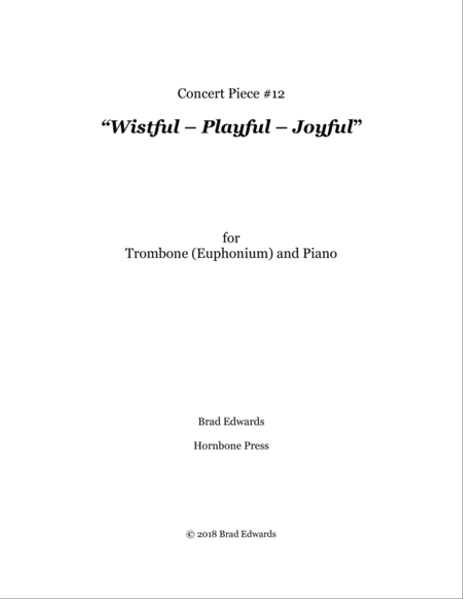 Concert Piece #12: Wistful – Playful – Joyful Trombone Solo scores gallery preview page 1