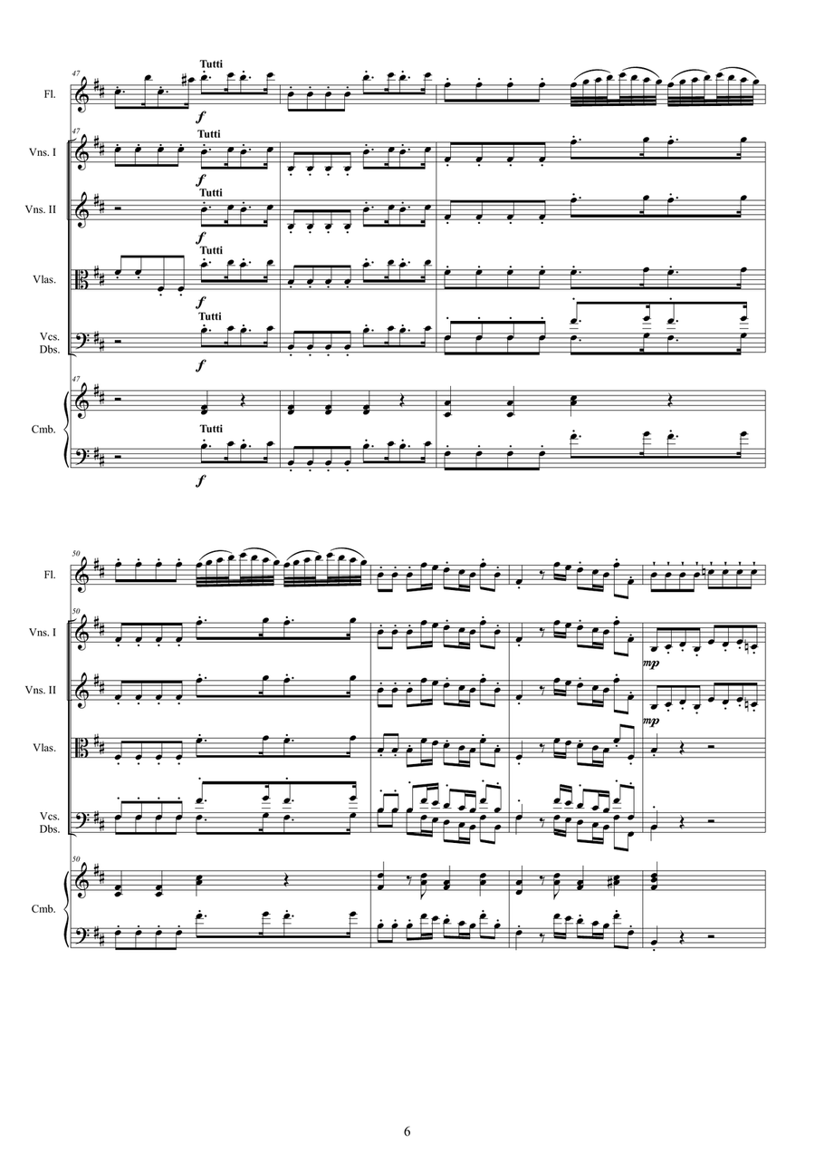 Vivaldi - Flute Concerto No.3 in D major Op.10 'Il Cardellino' RV 428 for Flute, Strings and Cembalo Chamber Orchestra scores gallery preview page 6