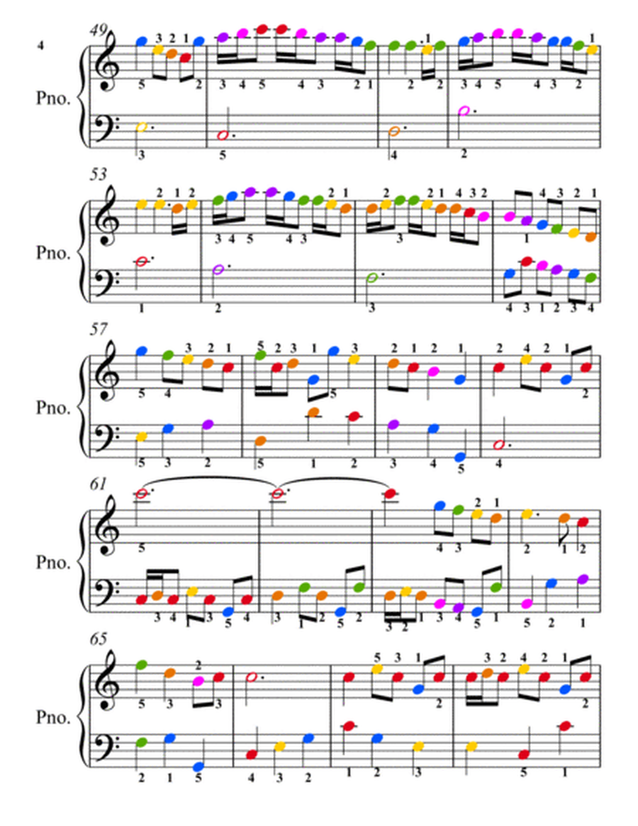 Tornamia a Vagheggiar Alcina HWV 34 Easy Piano Sheet Music with Colored Notation