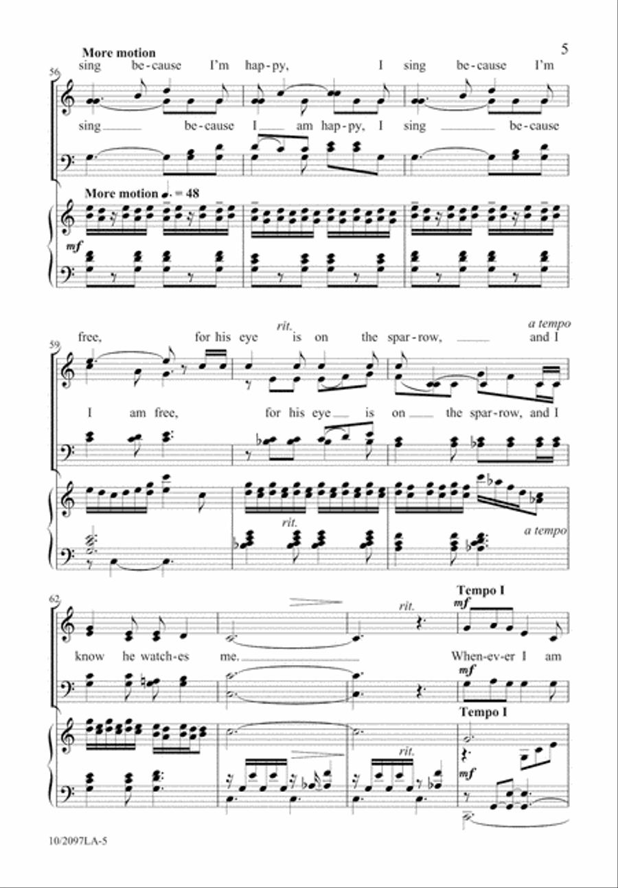 His Eye Is On The Sparrow 4-Part scores gallery preview page 6