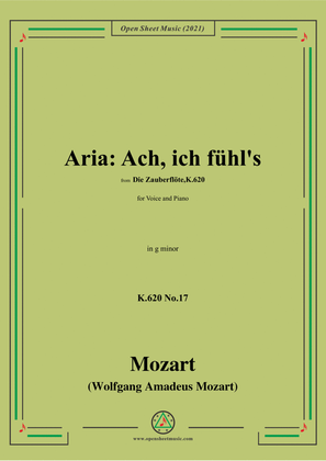 Book cover for Mozart-Aria:Ach,ich fühl's,es ist verschwunden,K.620 No.17,in g minor,from 'Die Zauberflöte,K.620',f