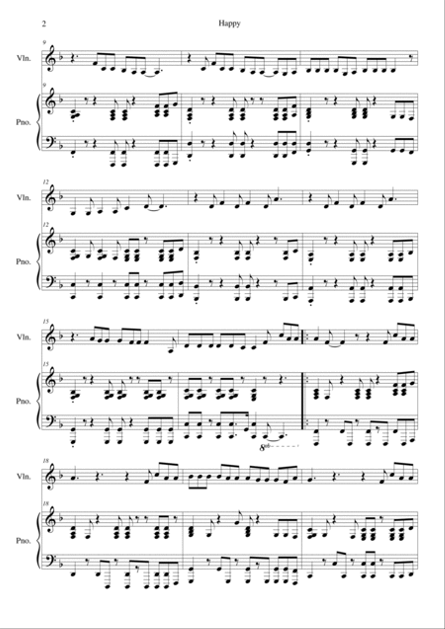 Happy Violin Solo scores gallery preview page 2