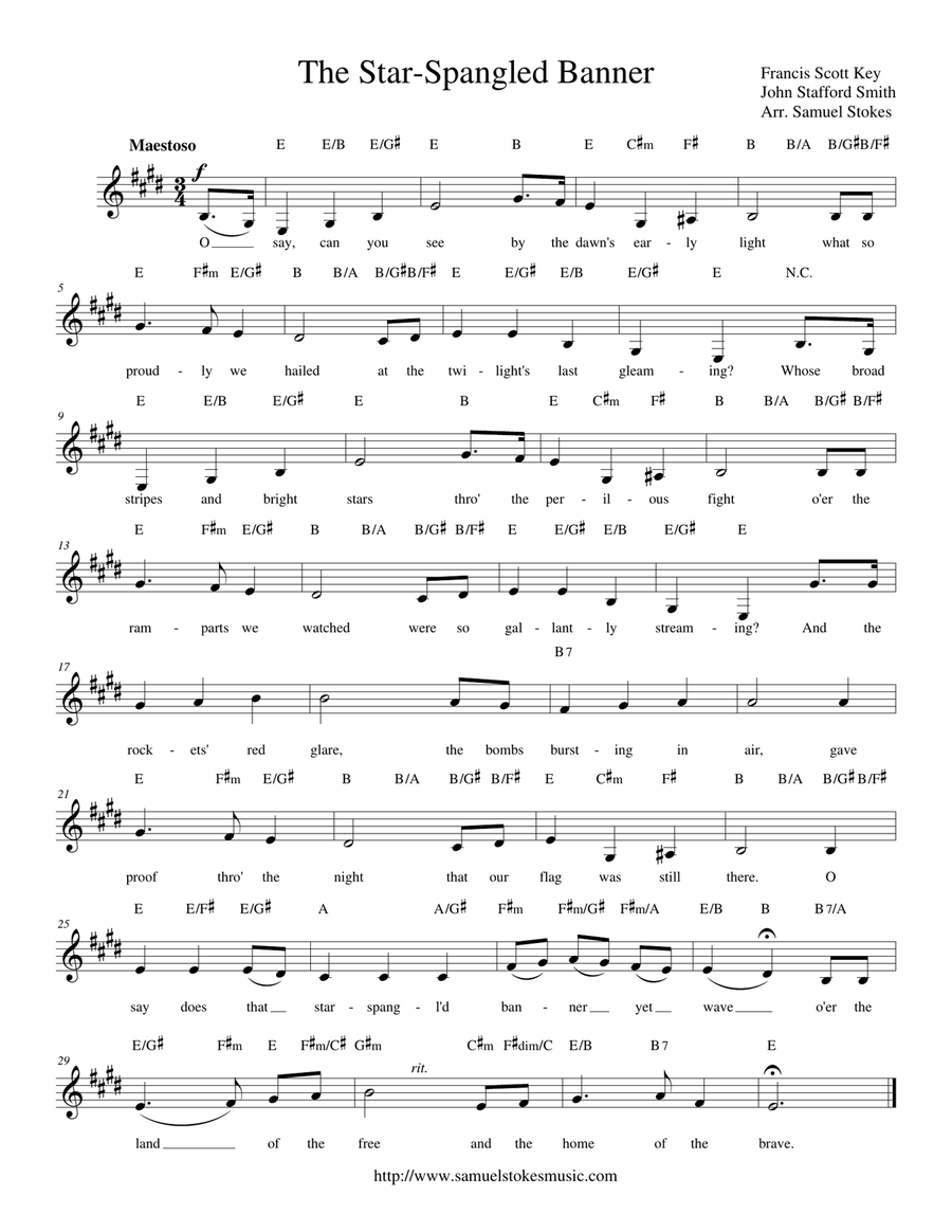 The Star-Spangled Banner - lead sheets in all keys Piano, Vocal scores gallery preview page 5
