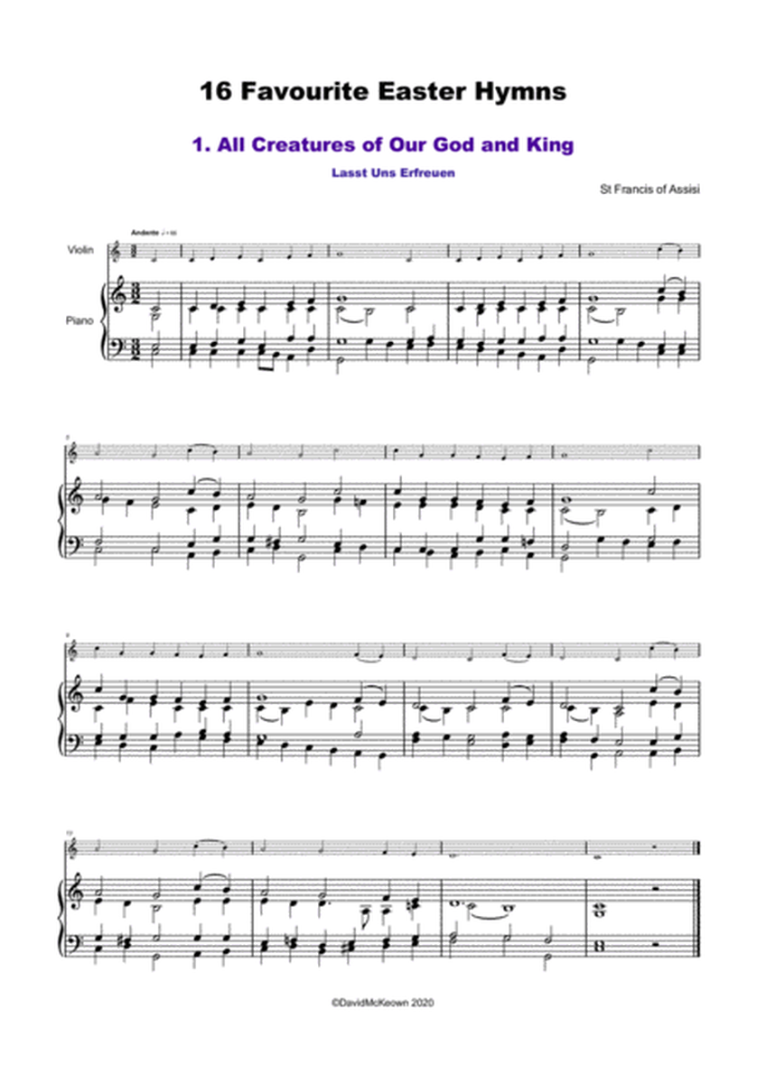 16 Favourite Easter Hymns for Solo Violin and Piano