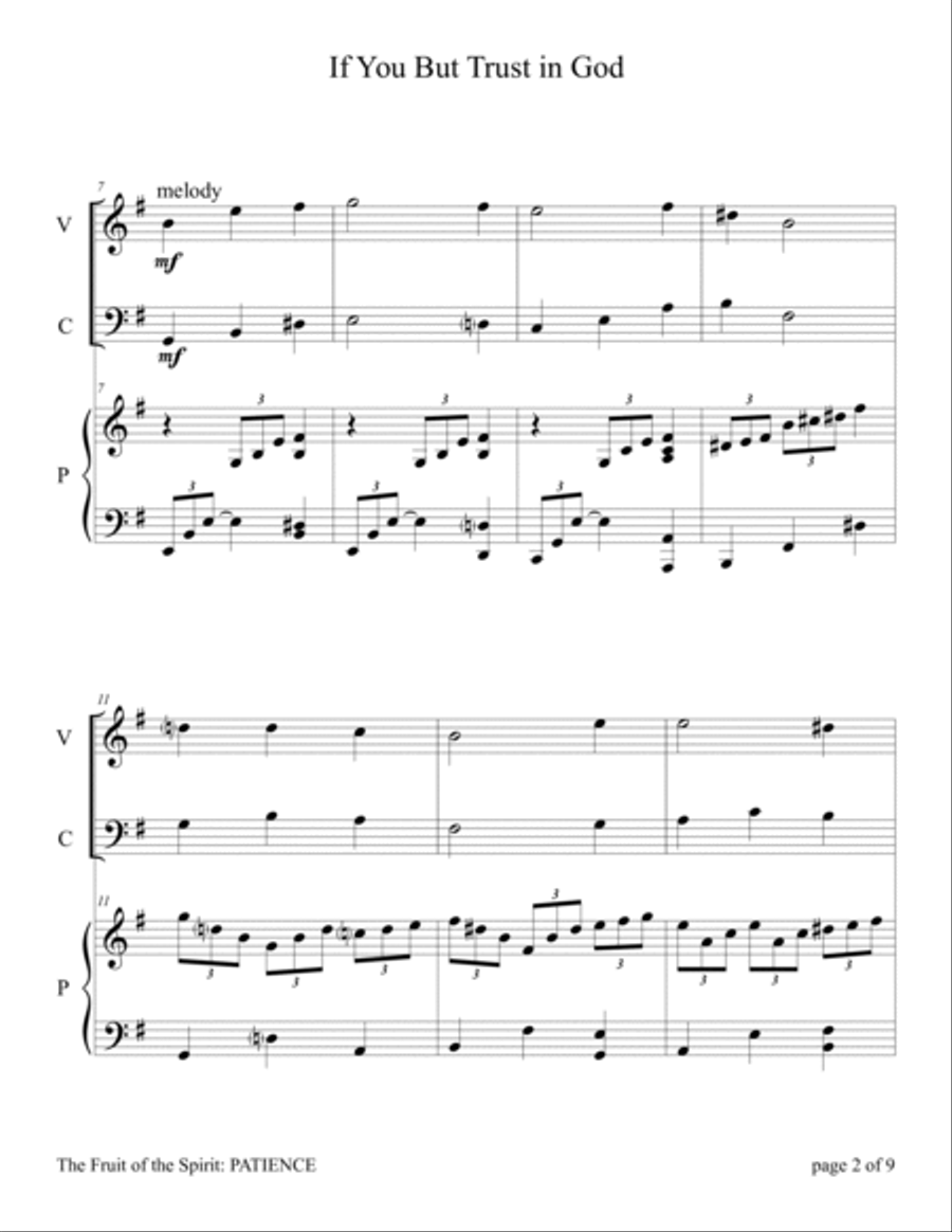 If You But Trust in God to Guide You (Violin and Cello Duet with Piano accompaniment) Piano Trio scores gallery preview page 6