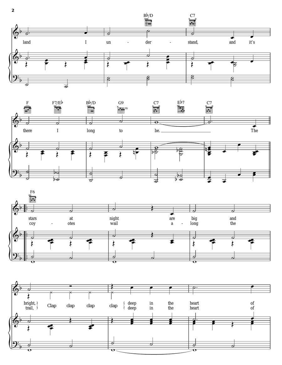 Deep In The Heart Of Texas Piano, Vocal, Guitar scores gallery preview page 2