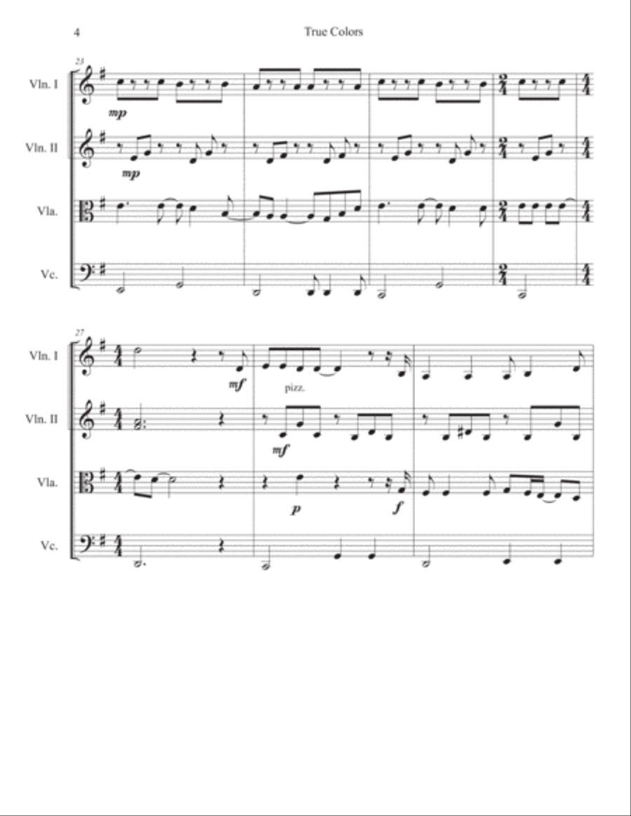 True Colors String Quartet scores gallery preview page 4