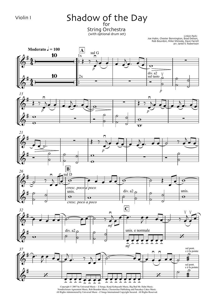 Shadow Of The Day String Orchestra scores gallery preview page 1