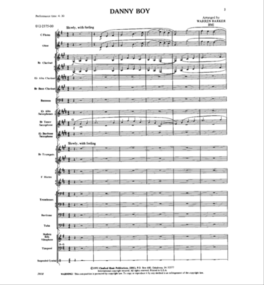 Danny Boy Concert Band scores gallery preview page 2