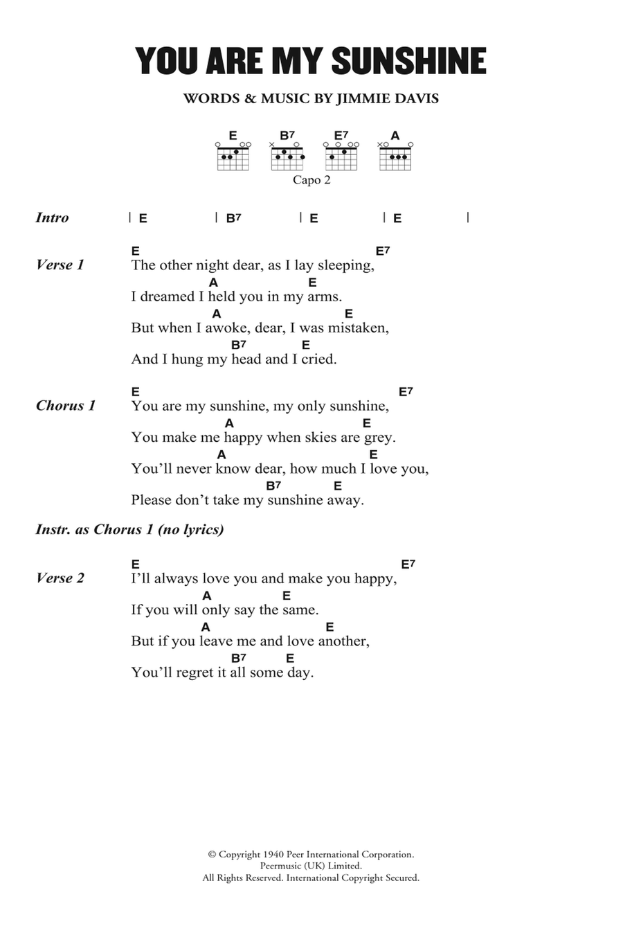 You Are My Sunshine Electric Guitar scores gallery preview page 1