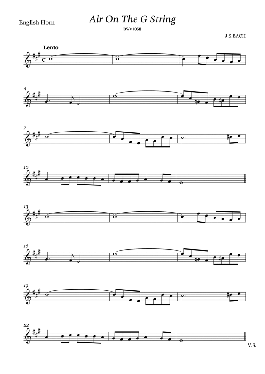 Bach - Air on The G String for English Horn image number null