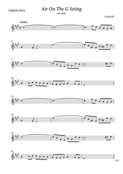 Bach - Air on The G String for English Horn image number null