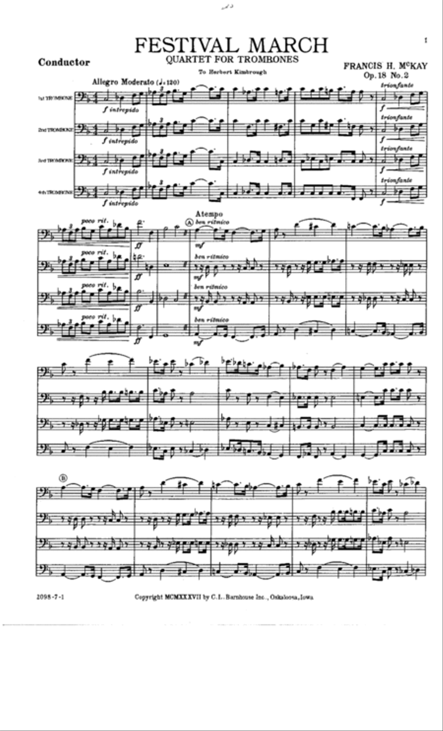 Festival March Festival March Trombone Quartet scores gallery preview page 2