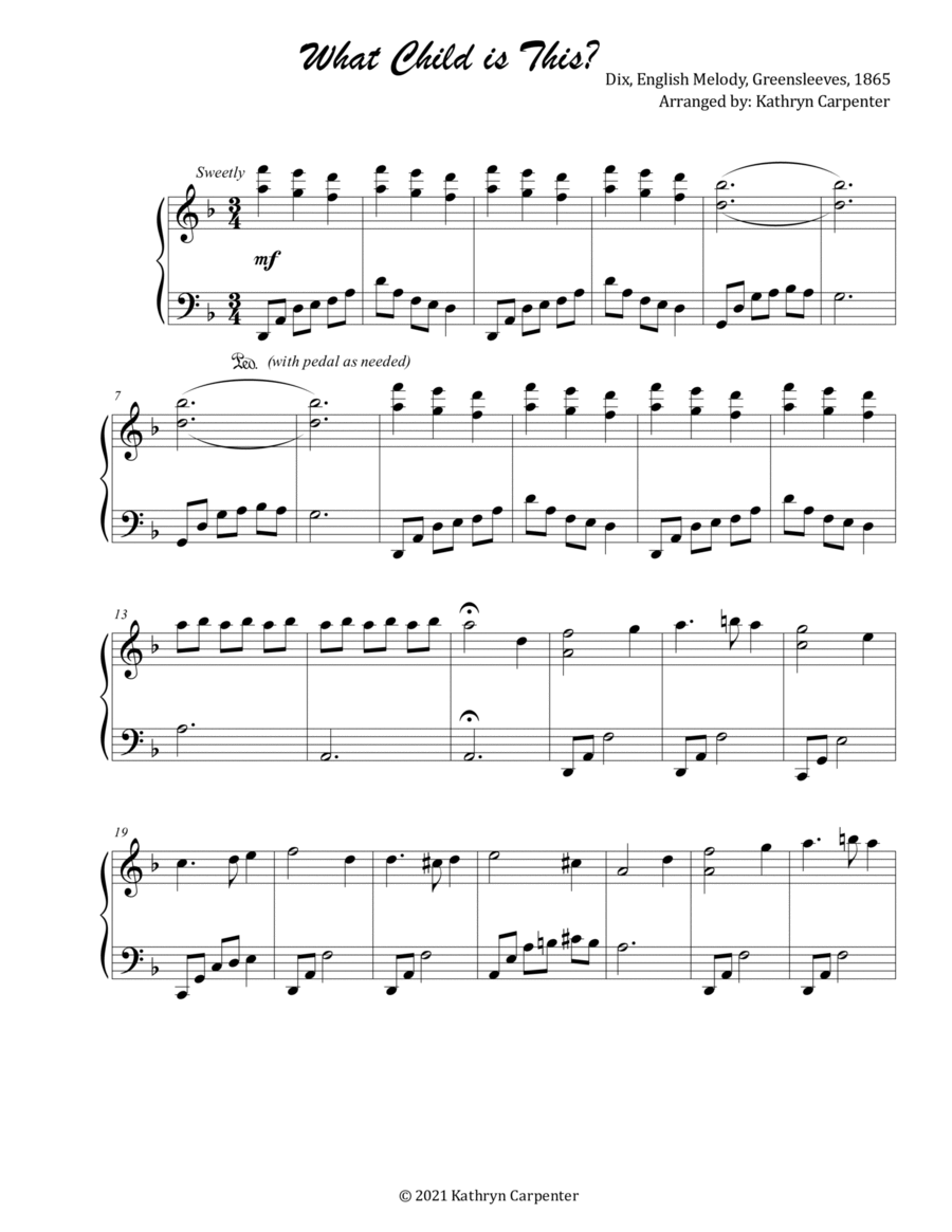 What Child is This? (Intermediate Advanced Piano) Piano Solo scores gallery preview page 1