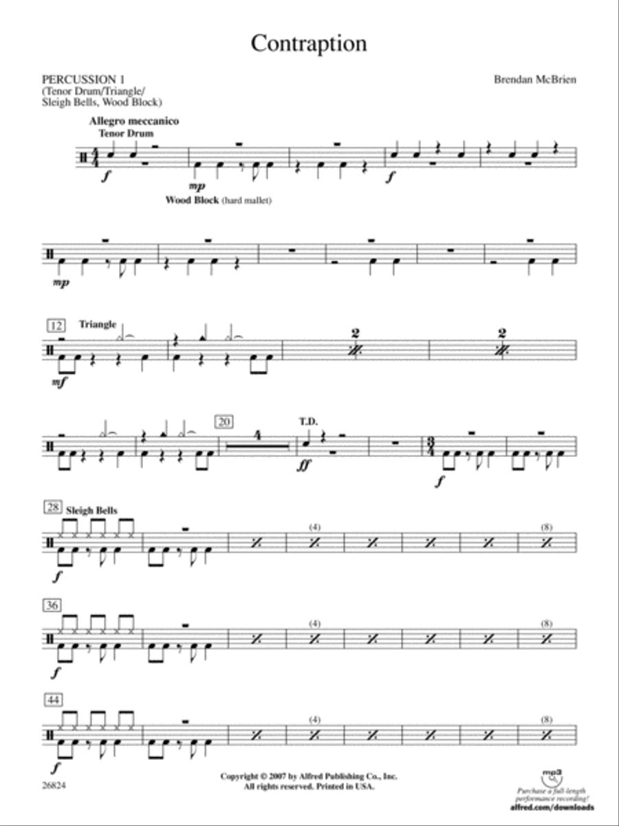 Contraption: 1st Percussion Concert Band scores gallery preview page 1