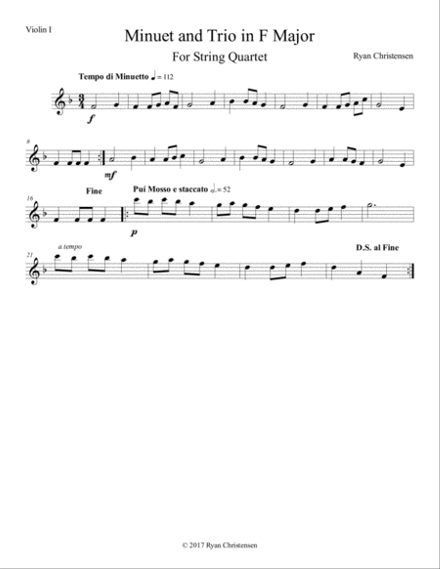 Minuet and Trio in F Major String Quartet scores gallery preview page 4