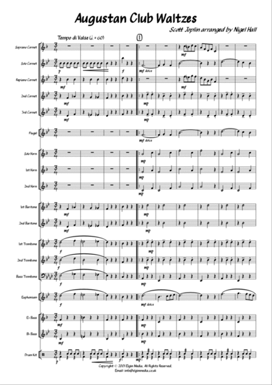 Augustan Club Waltzes (Brass Band) Brass Band scores gallery preview page 3