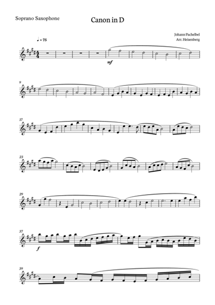 Canon in D - Pachelbel for Sax Quartet. image number null