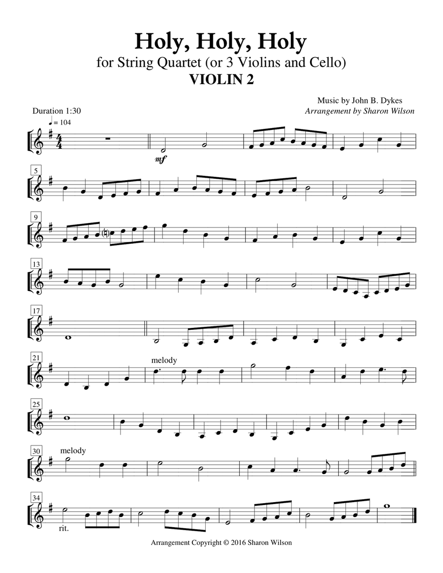 Holy, Holy, Holy (for String Quartet) image number null