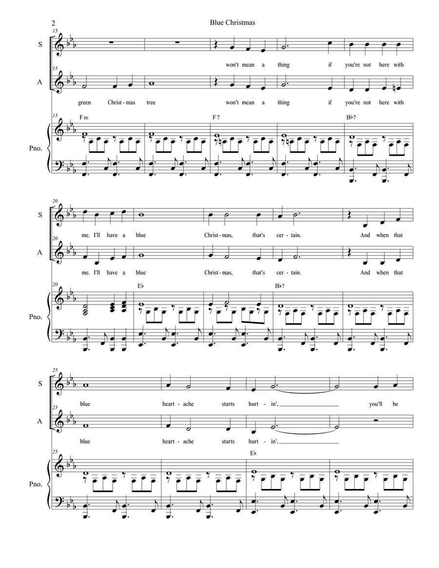 Blue Christmas Blue Christmas Vocal Duet scores gallery preview page 2