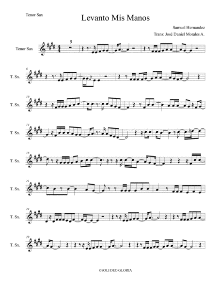 Levanto mis manos sheet music for tenor saxophone