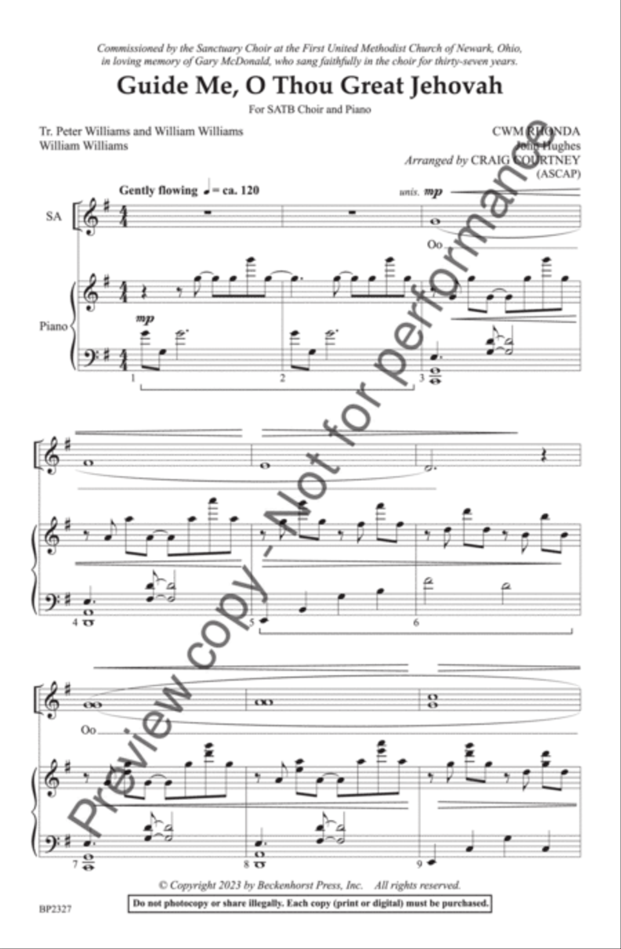 Guide Me, O Thou Great Jehovah - Courtney 4-Part scores gallery preview page 3