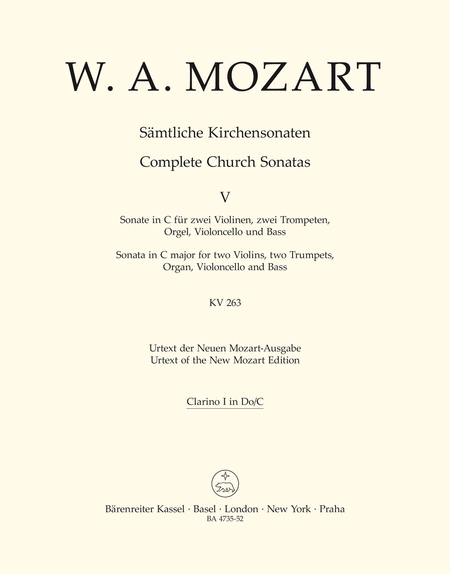 Samtliche Kirchensonaten, Heft 5 C major, KV 263