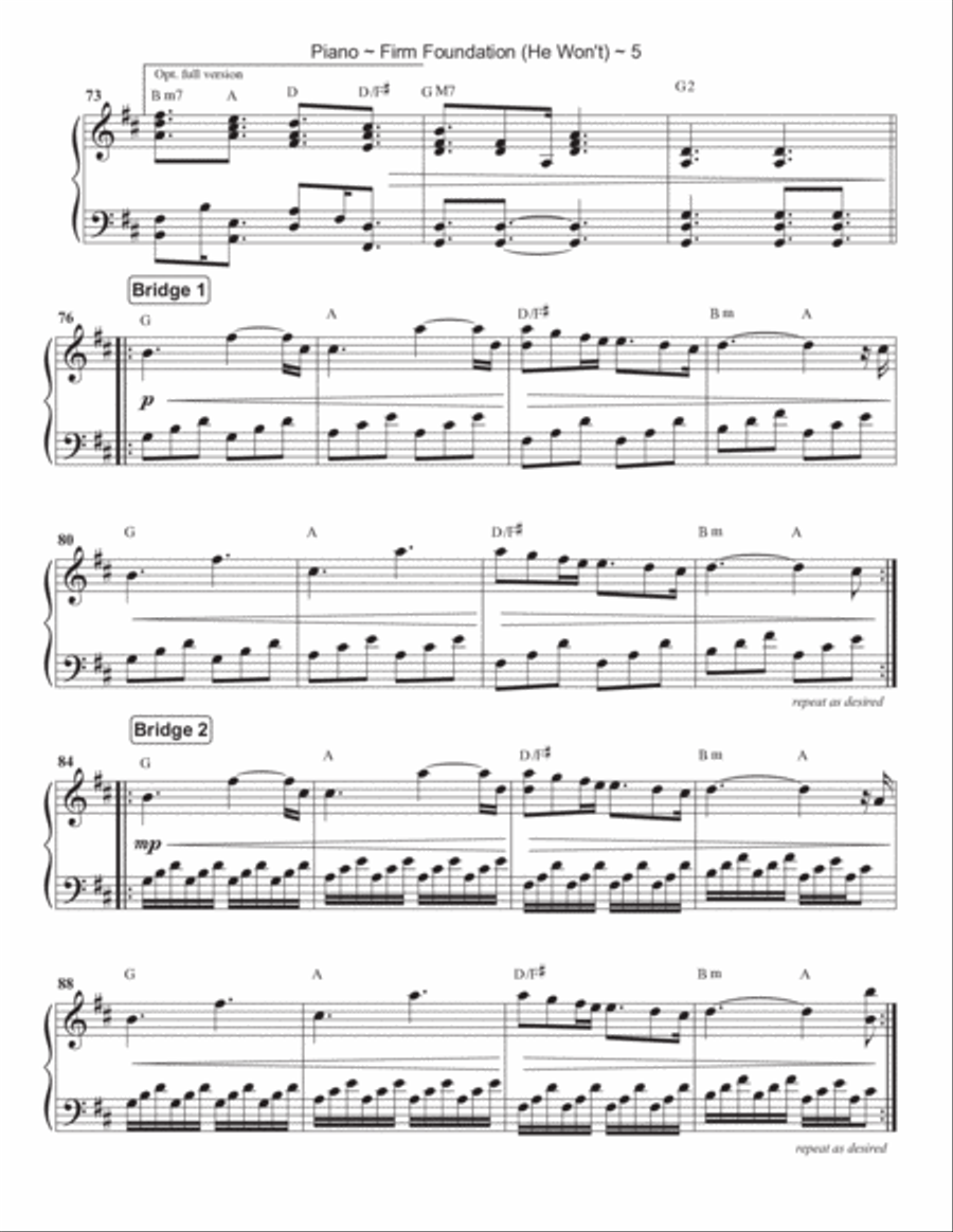 Firm Foundation (He Won't) Piano Solo scores gallery preview page 6