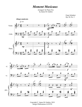 Schubert: Moment Musicaux for Piano Trio