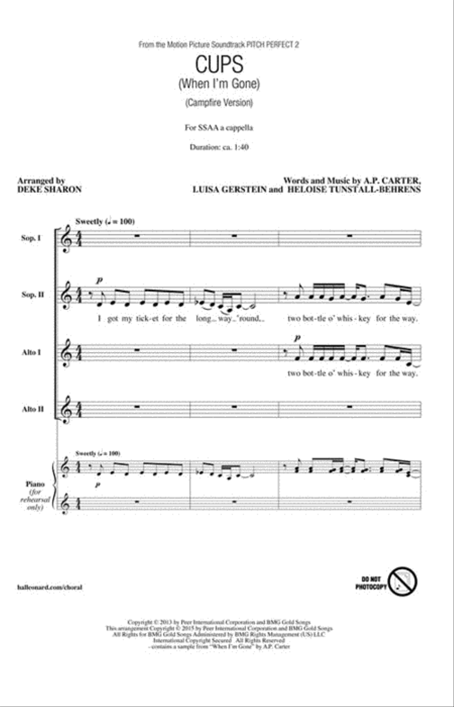 Cups (When I'm Gone) SSAA scores gallery preview page 2