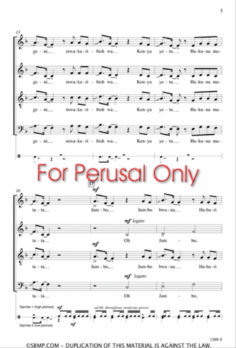 Jambo - SATB Octavo Jambo - SATB Octavo 4-Part scores gallery preview page 4