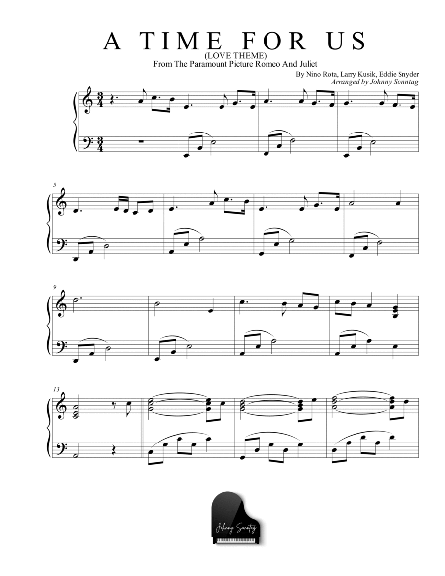 A Time For Us (love Theme) Piano Solo scores gallery preview page 1
