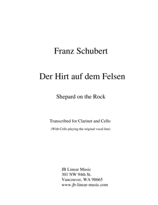 Book cover for Schubert - Shepherd on the Rock for clarinet, cello, and piano trio