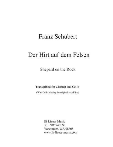 Schubert - Shepherd on the Rock for clarinet, cello, and piano trio