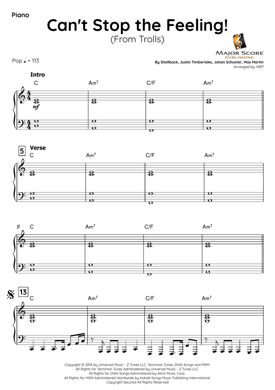 Can't Stop The Feeling! Soprano Saxophone scores gallery preview page 5