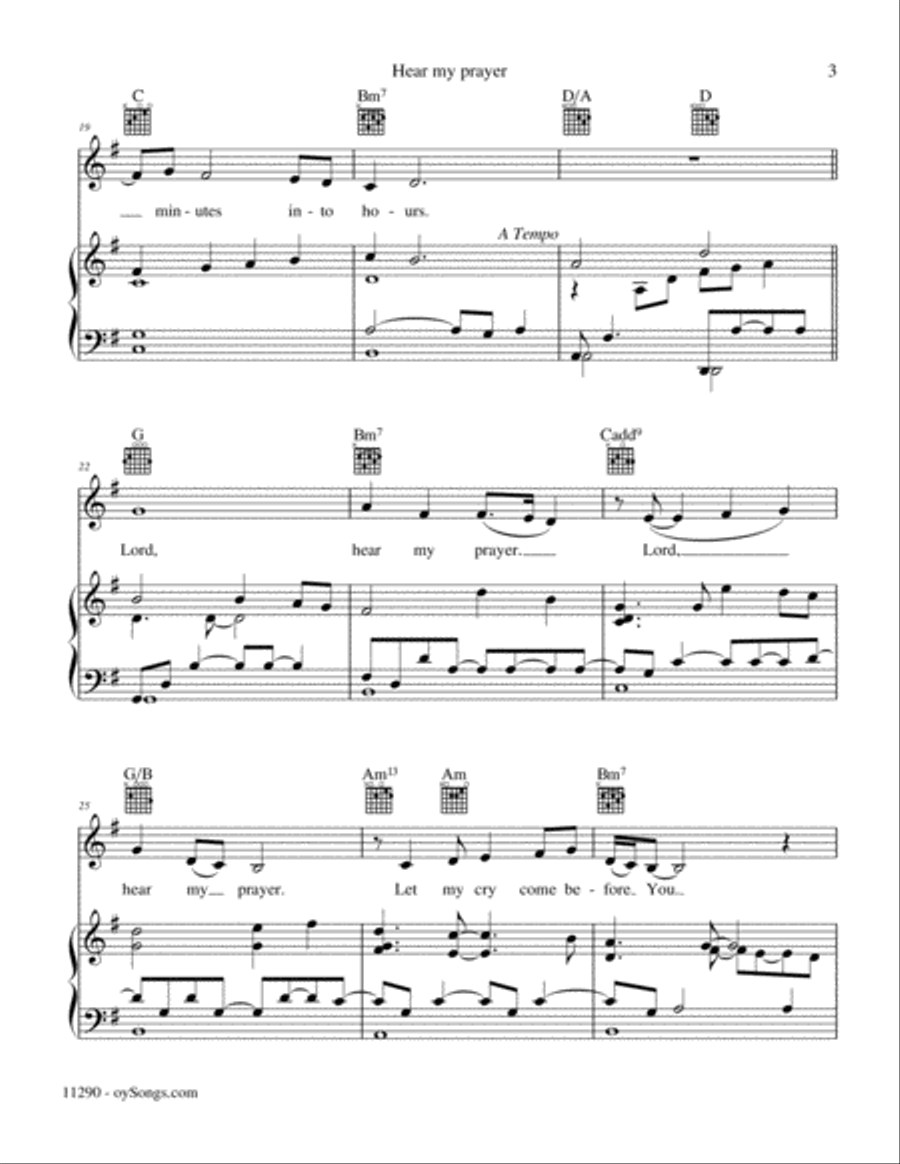 Hear My Prayer Piano, Vocal, Guitar scores gallery preview page 3