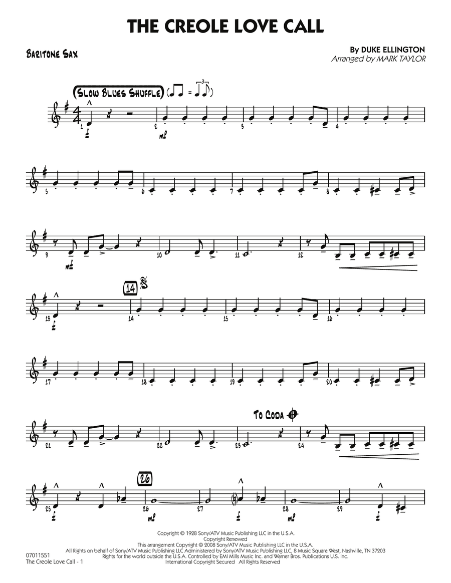 The Creole Love Call - Baritone Sax Baritone Saxophone scores gallery preview page 1